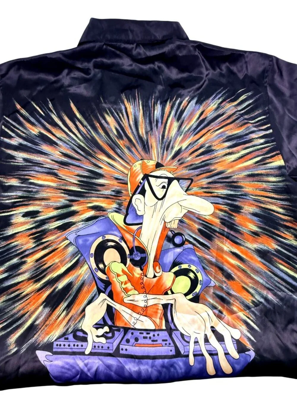 Vintage 90s AOP DJ Shirt Hip Hop Graffiti Rave Clubwear Medium (XXL Fit) - Picture 5 of 8